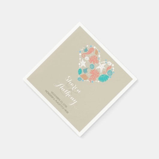 Romantisch Strand Hart Trouwpapier Servetten (Hoek)