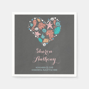 Romantisch Strand Hart Trouwpapier Servetten