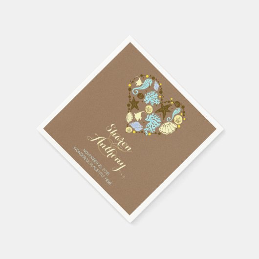Romantisch Strand Hart Trouwpapier Servetten (Hoek)