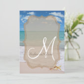 Romantisch strand Starfishes bruiloft monogram Uit Kaart (Staand voorkant)