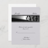 Romantisch Stroll Monogram in Silver Response Kaar Uitnodiging Briefkaart (Voorkant / Achterkant)