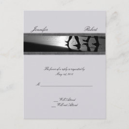 Romantisch Stroll Monogram in Silver Response Kaar Uitnodiging Briefkaart