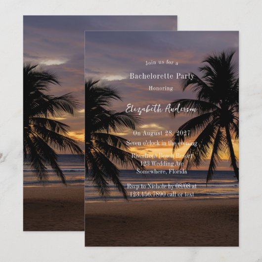 Romantisch Sunset Beach vrijgezellenfeest Kaart (Voorkant / Achterkant)