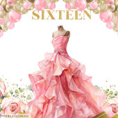 Romantisch Sweet Sixteen Banner Blush Jurk Goud Wandkleed