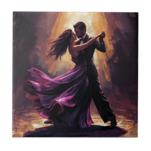 Romantisch Tango Koppel Elegant Dansontwerp Tegeltje