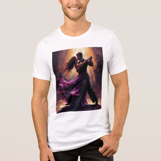 Romantisch Tango Koppel Elegant Dansontwerp Tri-Blend Shirt (Voorkant)