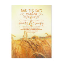 Romantisch tarweveld Save the date briefkaarten