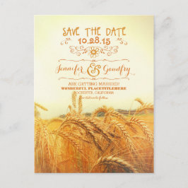 Romantisch tarweveld Save the date briefkaarten