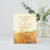 Romantisch tarweveld Save the date briefkaarten (Staand voorkant)