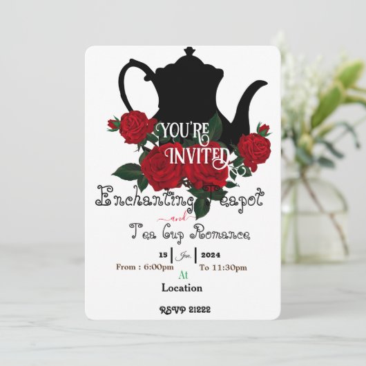 Romantisch theefeest kaart (Staand voorkant)