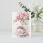 Romantisch theekaartje briefkaart (Staand voorkant)