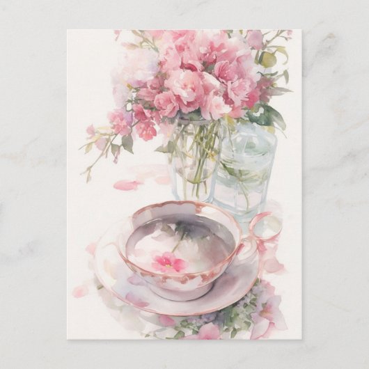 Romantisch theekaartje briefkaart (Voorkant)