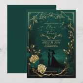 Romantisch thema in Emerald Green en Golden detail Kaart (Voorkant / Achterkant)