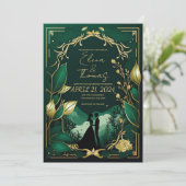 Romantisch thema in Green en Gold. Kaart (Staand voorkant)