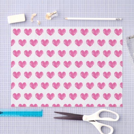 Romantisch tissuepapier met  roze hartjes (Craft)