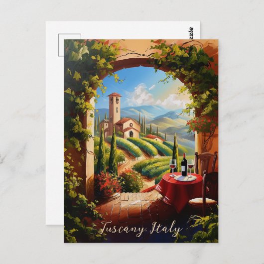 Romantisch Toscane Vallei Schilderen Italië Reizen Briefkaart (Voorkant / Achterkant)