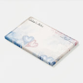Romantisch Trendy Blauw & Rode Harten 10" x 6" Post-it® Notes (Schuin)