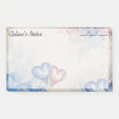 Romantisch Trendy Blauw & Rode Harten 10" x 6" Post-it® Notes (Voorkant)