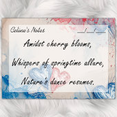 Romantisch Trendy Blauw & Rode Harten 4" x 3" Post-it® Notes