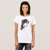 Romantisch Trendy Hedendaags Portret van Vrouw T-shirt (Voorkant volledig)