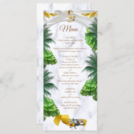 Romantisch tropisch menu (Voorkant / Achterkant)