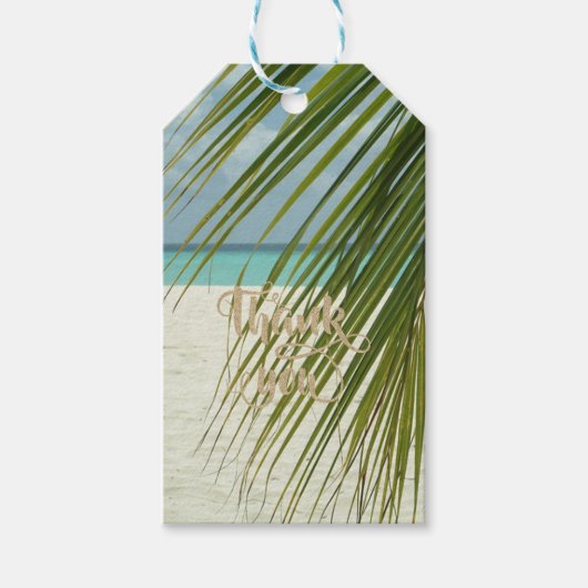 Romantisch Tropisch Strand Palmenbladeren Cadeaulabel (Voorkant)