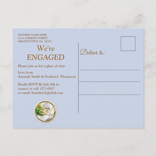 Romantisch Tropisch Verloving Uitnodiging Briefkaart (Achterkant)