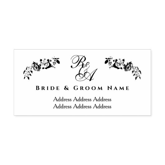 Romantisch trouwadres Monogram Zelfinktende Stempel (Design)