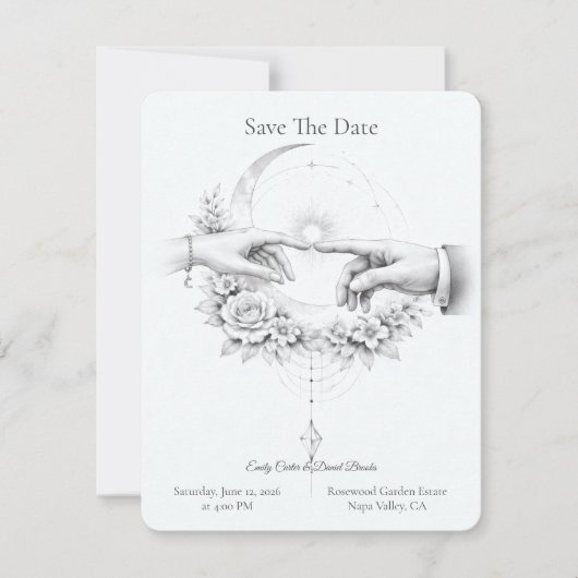Romantisch Trouwen Handen Minimalistisch Ontwerp Save The Date (Voorkant)
