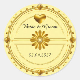 💗 Romantisch Trouwfeest Gouden Hart Thema ✨ Ronde Sticker