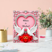 Romantisch Trouwhartframe met Duiven Acryl Bord (Huwelijk)