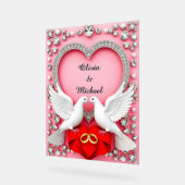 Romantisch Trouwhartframe met Duiven Acryl Bord (Hoek)