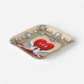 Romantisch Trouwhartframe met Duiven Papieren Bordje (Gebogen)