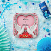 Romantisch Trouwhartframe met Duiven Papieren Bordje (Feest)