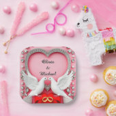 Romantisch Trouwhartframe met Duiven Papieren Bordje (Feest)