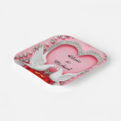 Romantisch Trouwhartframe met Duiven Papieren Bordje (Gebogen)