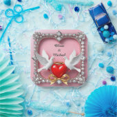 Romantisch Trouwhartframe met Duiven Papieren Bordje (Feest)