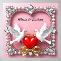 Romantisch Trouwhartframe met Duiven