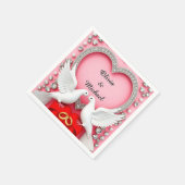 Romantisch Trouwhartframe met Duiven Servet (Hoek)