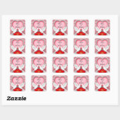 Romantisch Trouwhartframe met Duiven Vierkante Sticker (Vel)