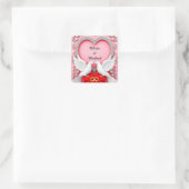 Romantisch Trouwhartframe met Duiven Vierkante Sticker (Tas)