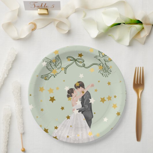 Romantisch Trouwpaar Bord Design | Elegante Bri (Huwelijk)