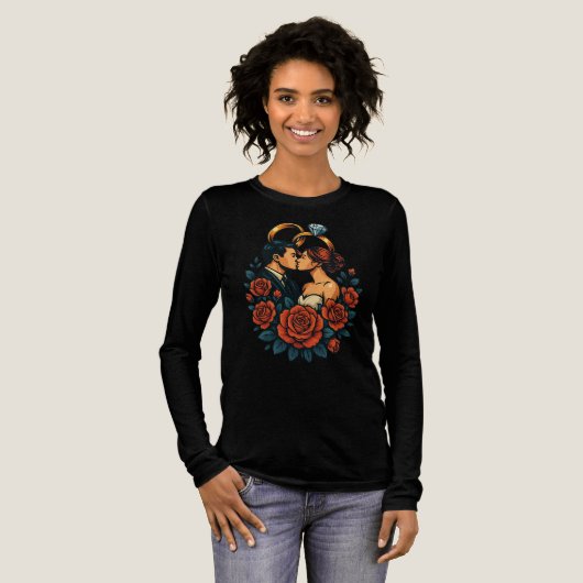 Romantisch Trouwpaar Lange Mouwen Shirt (Voorkant)