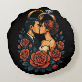 Romantisch Trouwpaar Ronde Kussen (Achterkant)