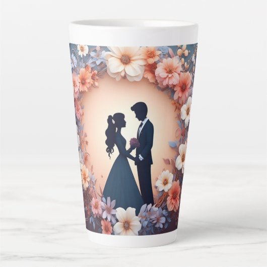 Romantisch Trouwpaar Silhouet Latte Mok (Voorkant)