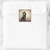 Romantisch Trouwpaar Vierkante Sticker (Tas)
