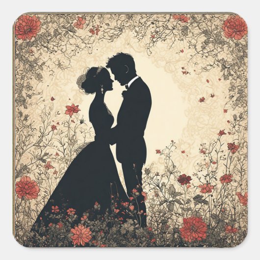 Romantisch Trouwpaar Vierkante Sticker (Voorkant)