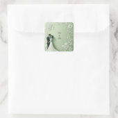 Romantisch Trouwpaar Vierkante Sticker (Tas)