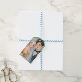 Romantisch Trouwpaar Waterkleur Illustratie Cadeaulabel