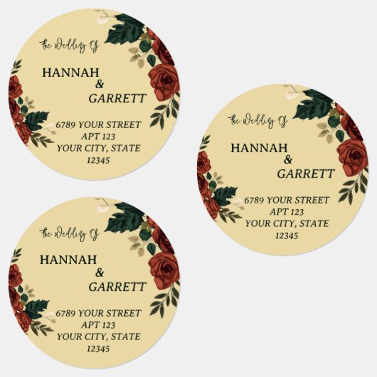 Romantisch tuin trouwadres labels (Groep)